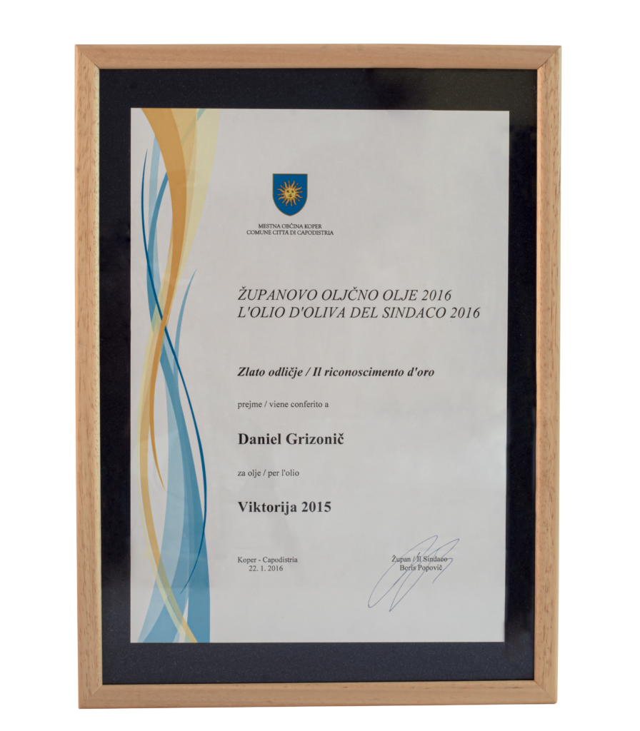 Zupanovo Oljcno Olje - Zlato Odlicje 2016